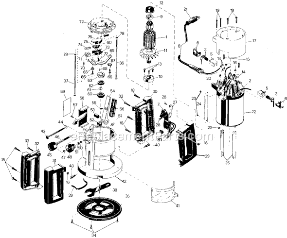 Page A Diagram and Parts List for 7614 Type 1 Black and Decker Router